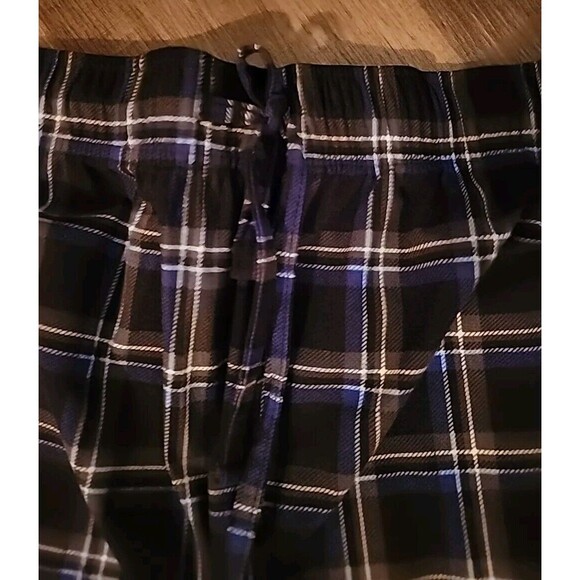 Nautica Mens Pajama Pants XXL Plaid Blue Fleece Elastic Waist Drawstring - Picture 3 of 10